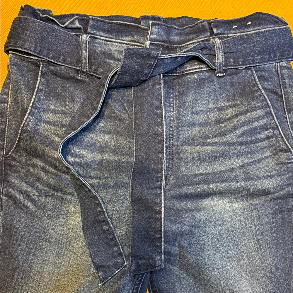 Express Women's Blue Ankle Jeans with Tie Belt